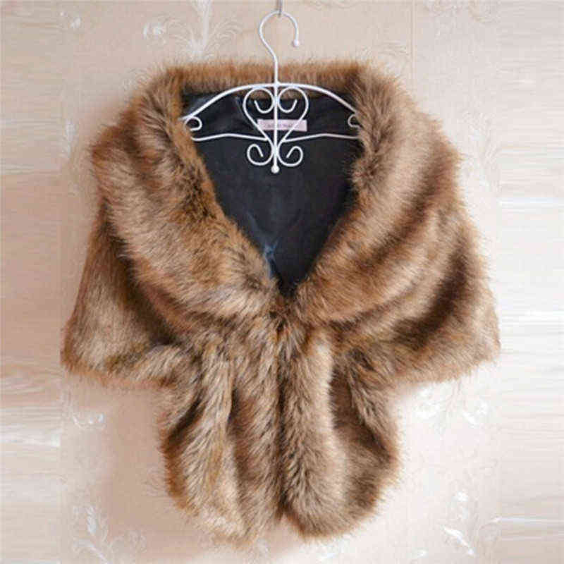 Women Plush Faux Fur Bridal Wedding Jacket Wrap Shrug Bolero Shawl Cape 211123
