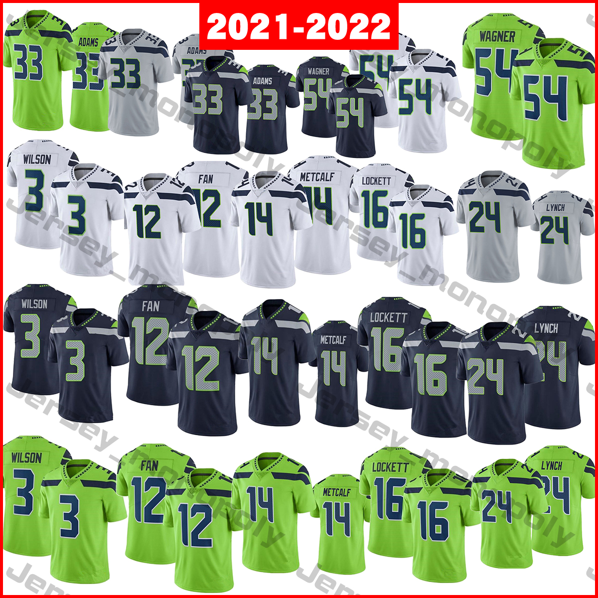 2021-2022 Football Jerseys 3 Russell Wilsonn 12 Fan 14 DK Metcalf 16 Tyler Lockett 24 Marshawn Lynch 33 Jamal Adams 54 Bobby Wagner, As
2021-2022 Football Jerseys 3 Russell Wilsonn 12 Fan 14 DK Metcalf 16 Tyler Lockett 24 Marshawn Lynch 33 Jamal Adams 54 Bobby Wagner, As