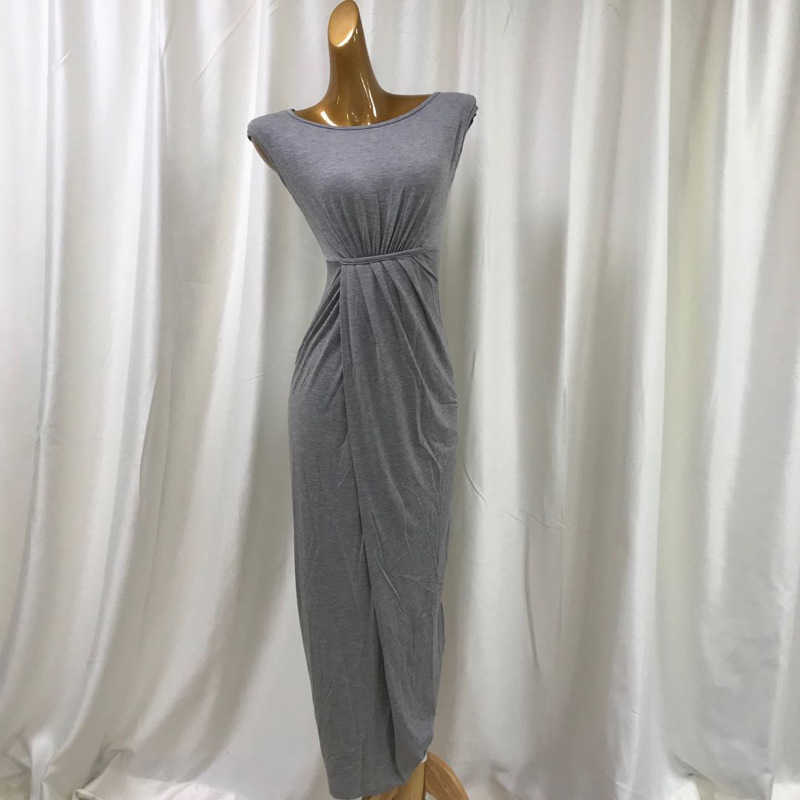 WOMENGAGA 1 Summer Top Vest T Shirt Long Maxi Party Dress Korean Casuam Pleated Waist Knitted Fashion Hip Dresses Sexy 25R1 210603