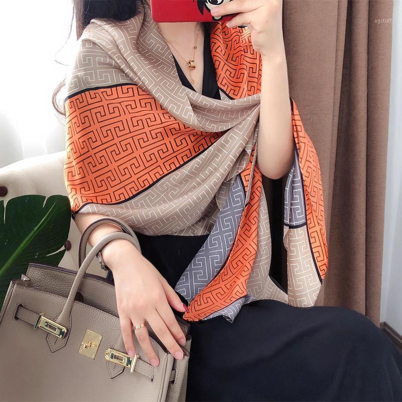 Scarves Spring And Summer Silk Satin Sunscreen Hangzhou Scarf Thin Veil Beach Towel Geometric Shawl Keep Warm, Blue;gray
Scarves Spring And Summer Silk Satin Sunscreen Hangzhou Scarf Thin Veil Beach Towel Geometric Shawl Keep Warm, Blue;gray