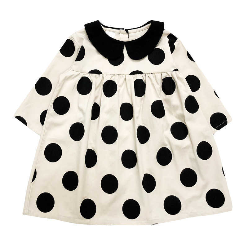Lovely Girl Polka Dots Fall Dress for Toddler Cotton Casual Blouse Girls Christmas Outfit Clothing Baby Birthday 210529