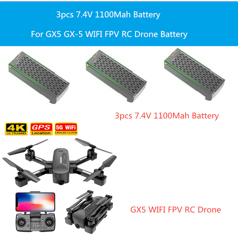 2PCS Or 3PCS 7.4V 1100MAH Battery For GX5 GX-5 WIFI FPV RC Drone GX5 K2 Accessories And Battery, 1 battery
2PCS Or 3PCS 7.4V 1100MAH Battery For GX5 GX-5 WIFI FPV RC Drone GX5 K2 Accessories And Battery, 1 battery