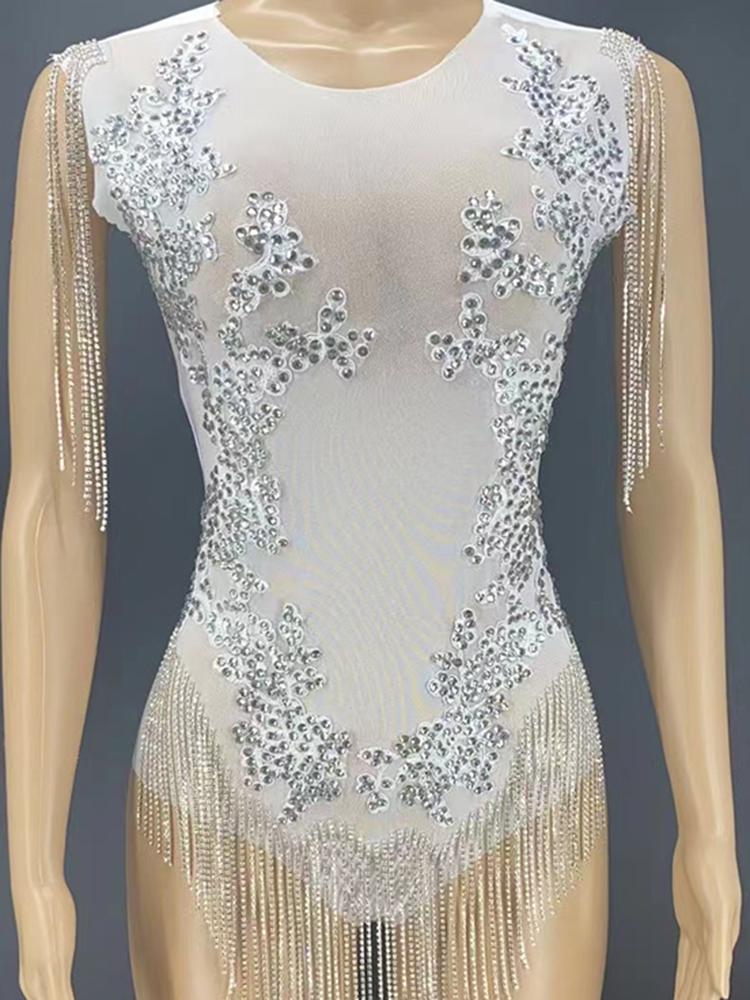 Stage Wear Bodysuit Pole Dancing Cheerleader Gymnastics Costume Birthday Nightclub Evening Outfit Party Rhinestones Stretch Leotard, Clear
Stage Wear Bodysuit Pole Dancing Cheerleader Gymnastics Costume Birthday Nightclub Evening Outfit Party Rhinestones Stretch Leotard, Clear