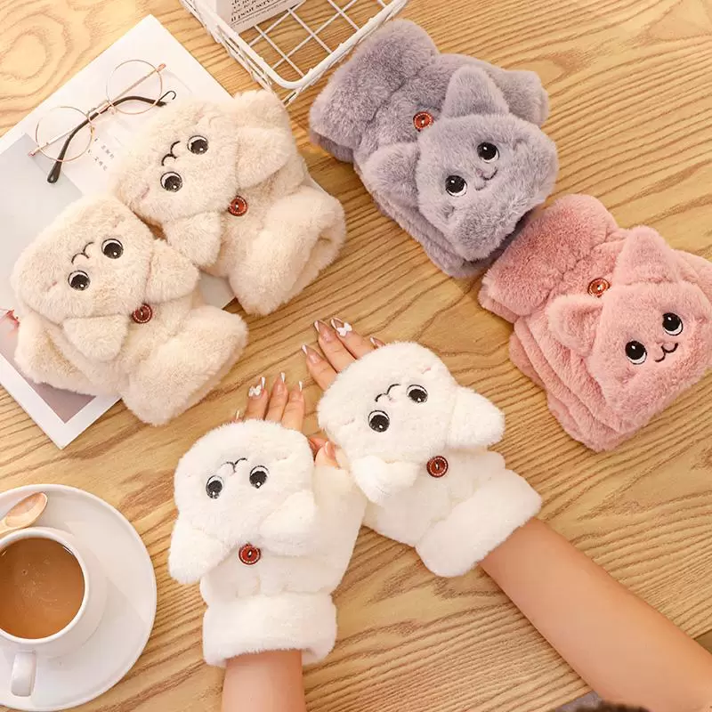 Five Fingers Gloves Women Winter Fur Mittens Fingerless Plush Warm Cute Cat Ears Flip Thick For Girl Flexible Half Finger
Five Fingers Gloves Women Winter Fur Mittens Fingerless Plush Warm Cute Cat Ears Flip Thick For Girl Flexible Half Finger