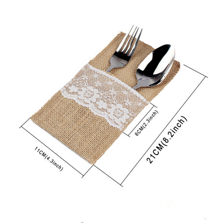 50pcs Burlap Cutlery Pocket Jute Pouch Rustic Wedding Decor Travel Wedding Decoration Table Centerpieces2350386