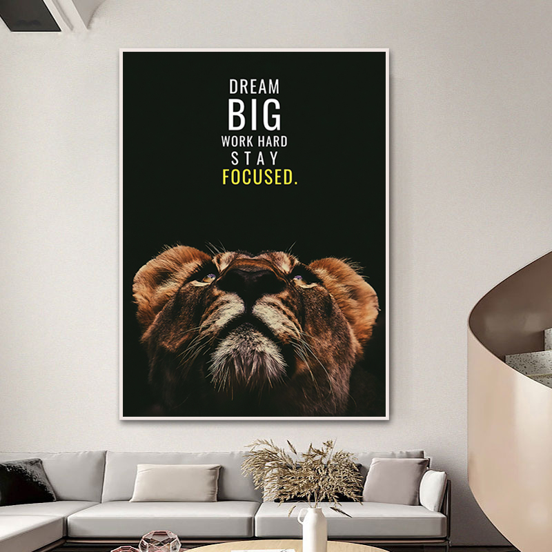 Little Lion Letter Motivational Quote Art Posters and Prints Wild Animal Canvas Painting Minimalism Wall Art Picture Home Decor