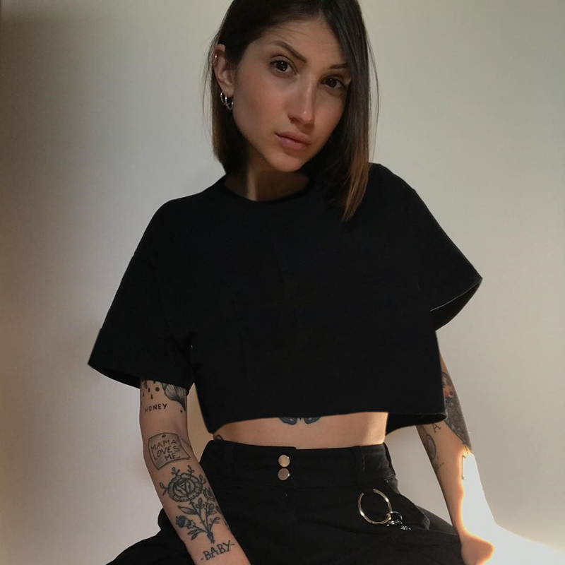 Rapwriter casual Loose 6 Colors Solid Crop Tops Summer T-Shirt Women Heat O-Neck Short Sleeve Stretch Crop Tops feminina 210306
