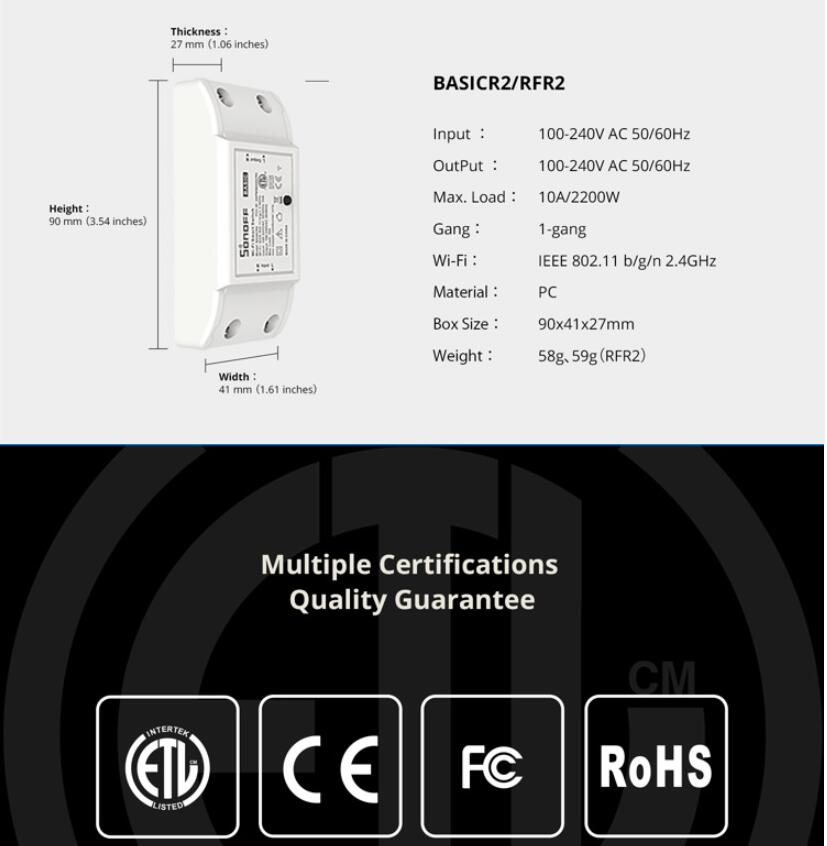 Smart home control Sonoff basic r2 wifi switch module diy wireless remote domotica switches light HOUSE controller