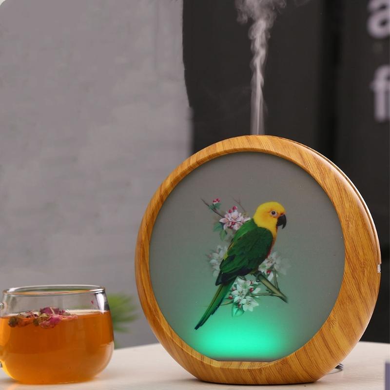 Humidifiers Free Essential Oil Diffuser Air Humidifier 7 Color Changing LED Lamp Cute Parrot Ultrasonic Cool Mist Aroma 150ML