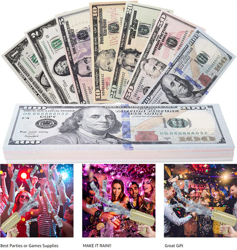 Prop Money 1:1 Fake Moneys Dollar Bills Paper Printed Euro Bill Party Supplies EUR USD Banking Play Toys for Spray Gun Movies Kids Teaching Halloween Christmas Gifts
Prop Money 1:1 Fake Moneys Dollar Bills Paper Printed Euro Bill Party Supplies EUR USD Banking Play Toys for Spray Gun Movies Kids Teaching Halloween Christmas Gifts