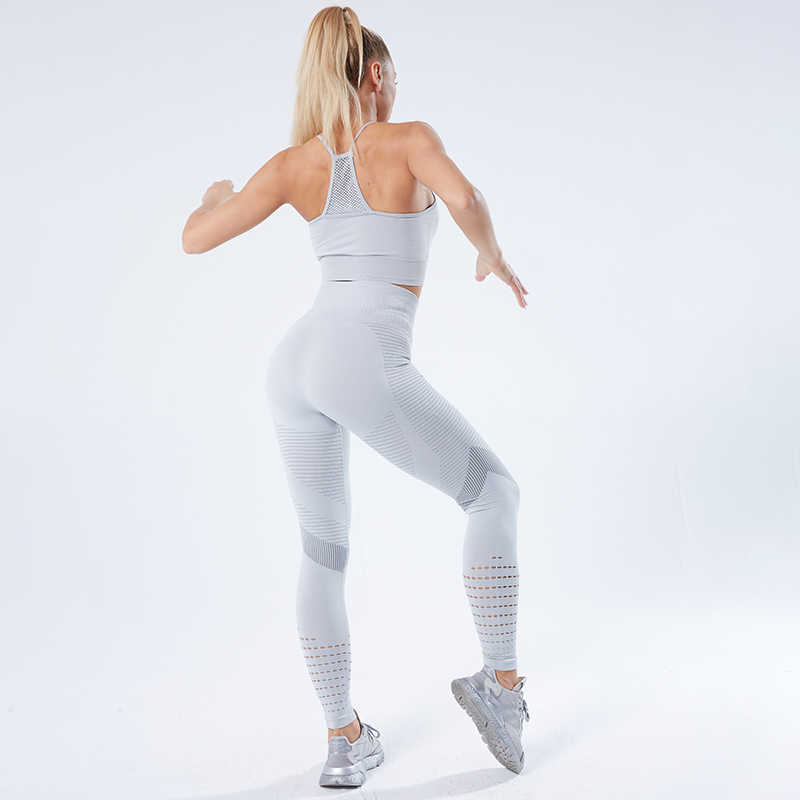 CHRLEISURE Hollow Out Leggings Women High Waist Seamless Patchwork Fitness Pants Women Push Up Breathable Skinny Gym Leggings 210820