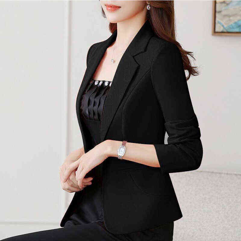 (made by yihaodi) spring and Autumn Korean Mini suit women's long sleeve short slim casual temperament White Mini suit 211116