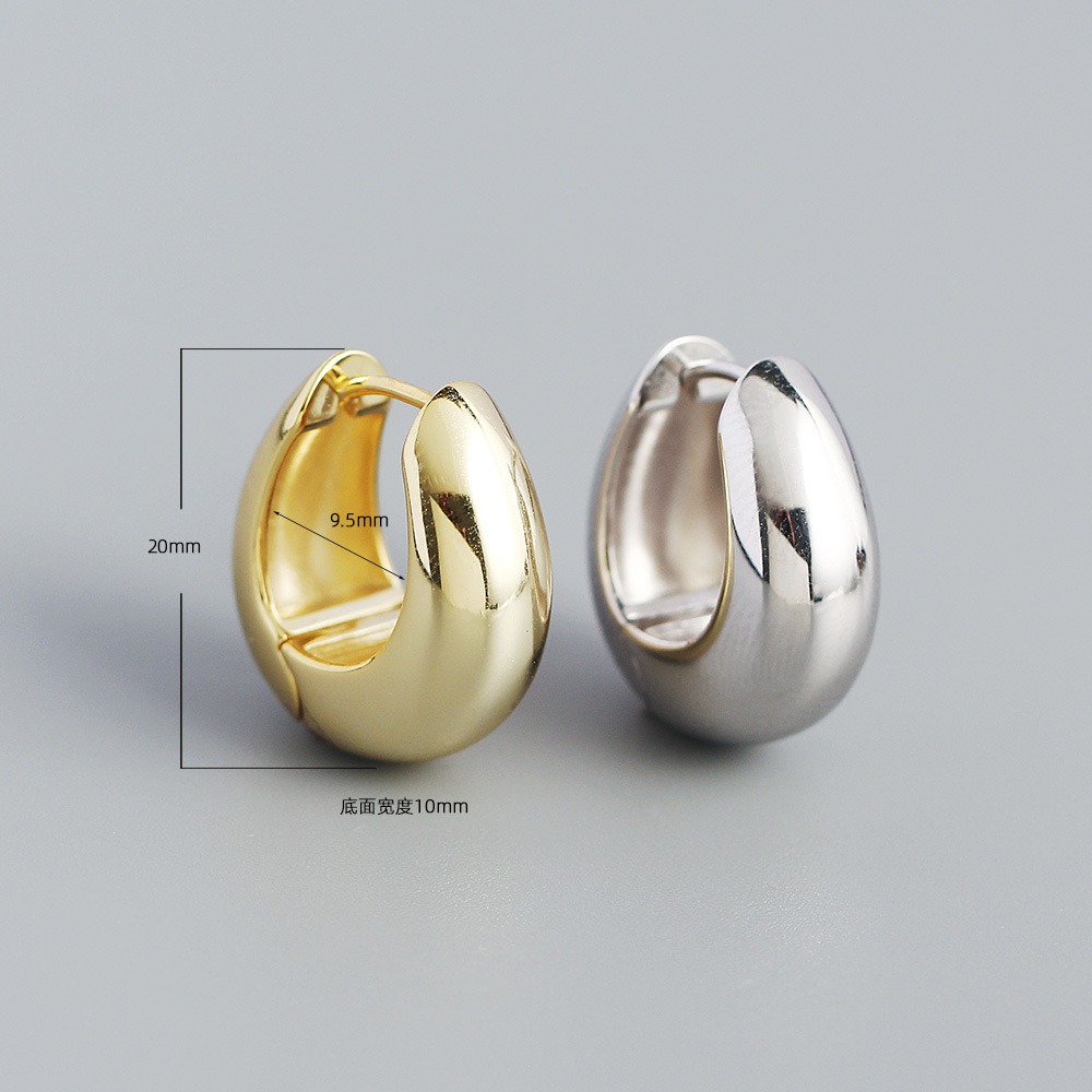 Charming Women Earrings Jewelry Smooth 18K Yellow White Gold Plated 925 Sterling Silver Hoops Earrings for Girls Women