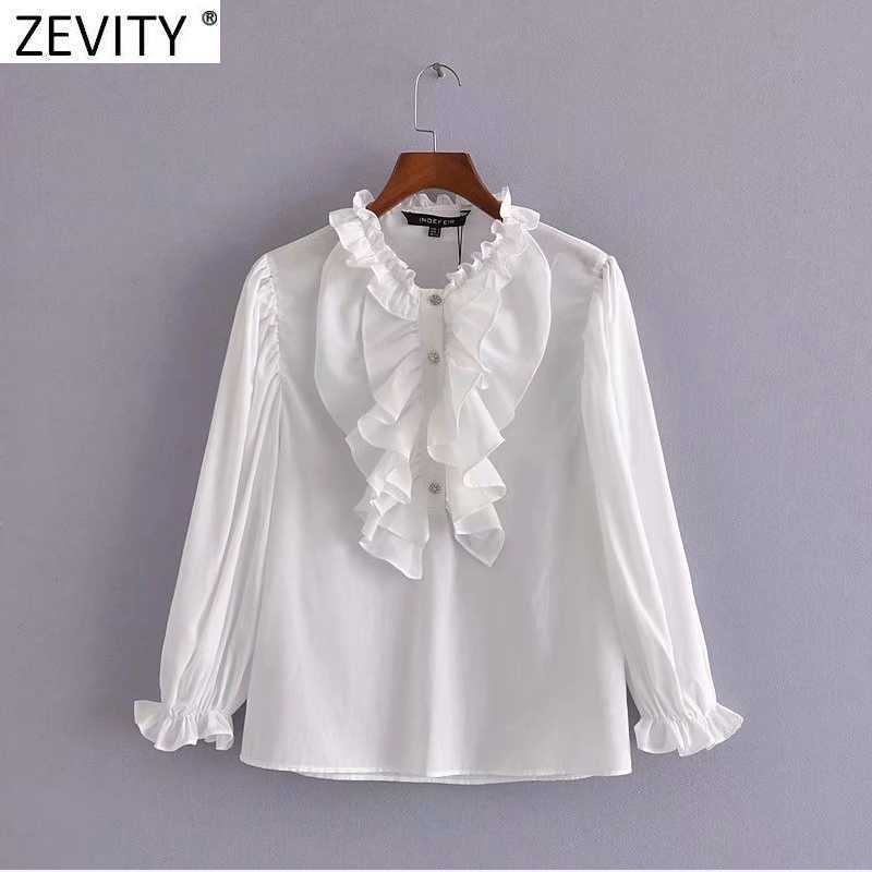 Zevity Women Fashion Pleat Ruffles Decoration White Smock Blouse Female Diamond Buttons Breasted Shirts Chic Blusas Tops LS9296 210603, As pic ls9296hh
Zevity Women Fashion Pleat Ruffles Decoration White Smock Blouse Female Diamond Buttons Breasted Shirts Chic Blusas Tops LS9296 210603, As pic ls9296hh