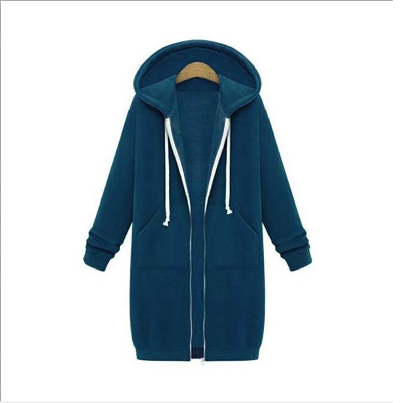 Autumn Winter Zipper Long Hoodies Coat Women Long Sleeve Oversized Sweatshirt Tops Fashion Vintage Sweatshirts Outwear 201202