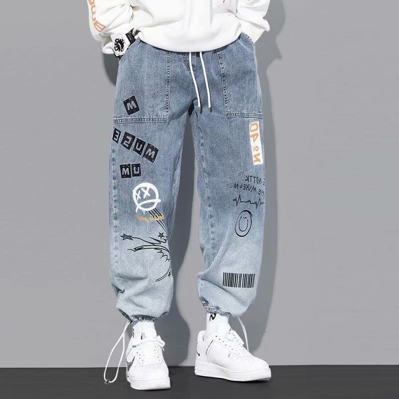 men's jeans brem pants autumn letter printing baggy hip hop brim men cargo streetwear cartoon graffiti drawstring denim oeu2, Blue
men's jeans brem pants autumn letter printing baggy hip hop brim men cargo streetwear cartoon graffiti drawstring denim oeu2, Blue