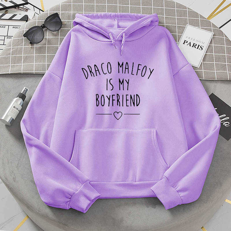 Draco Malfoy Is My Boyfriend Letter Print Hoodie Women Green Casual Sudaderas Hoodies Fashion Harajuku Sweatshirts Hooded 210928