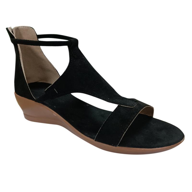 Sandals Summer Womens Open Toe Platform Casual Flip-flop Solid Color Zipper Wedges Beach Ladies Fashion #40