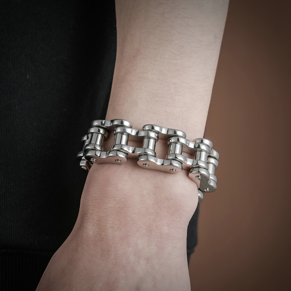 New Fashion Big Size Vintage Motorcycle Chain Bracelet Men Metal Mens Bracelets Stainless Steel on Hand hip hop Jewelry Gifts for Men