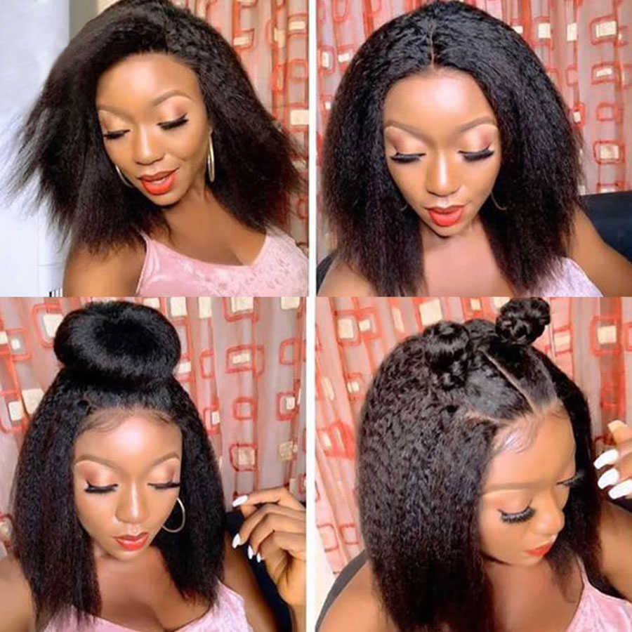Glueless Full Lace Human Hair Wigs Remy Kinky Straight Lace Front Wig 360 Lace Front Wig Human Hair Pre Plucked Human Hair Wigs S0826