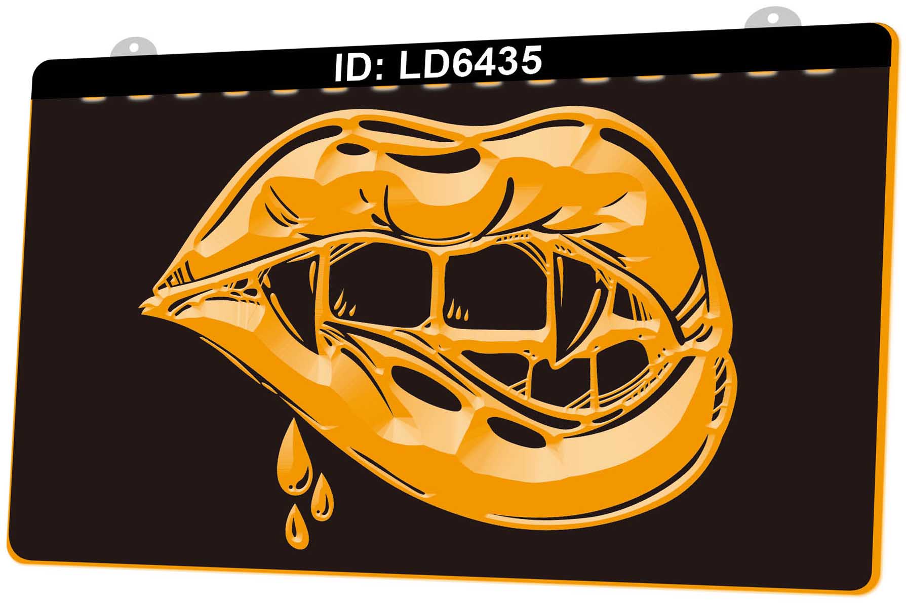 LD6435 Lips Vampire Teeth 3D Engraving LED Light Sign Wholesale Retail
