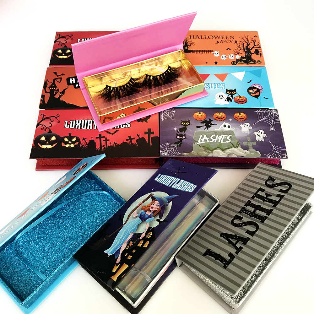 Halloween Theme Eyelashes Packaging Boxes 25mm Mink Lashes Package Box with Tray Design Witch Pumpkin Ghost Lash Case Bulk
Halloween Theme Eyelashes Packaging Boxes 25mm Mink Lashes Package Box with Tray Design Witch Pumpkin Ghost Lash Case Bulk