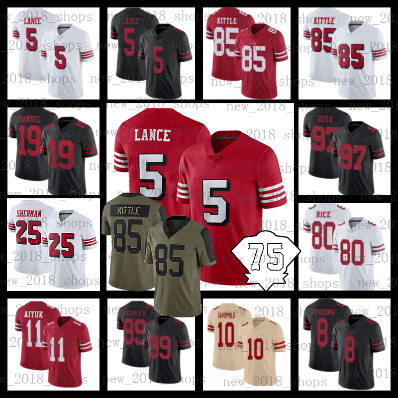 85 George Kittle 19 Deebo Samuel Football Jersey 97 Nick Bosa 5 Trey Lance 54 Fred Warner 10 Jimmy Garoppolo 80 Jerry Rice 44 Kyle Juszczyk Moseley Verrett 8 Steve Young, +patch custom men jersey(49)
85 George Kittle 19 Deebo Samuel Football Jersey 97 Nick Bosa 5 Trey Lance 54 Fred Warner 10 Jimmy Garoppolo 80 Jerry Rice 44 Kyle Juszczyk Moseley Verrett 8 Steve Young, +patch custom men jersey(49)