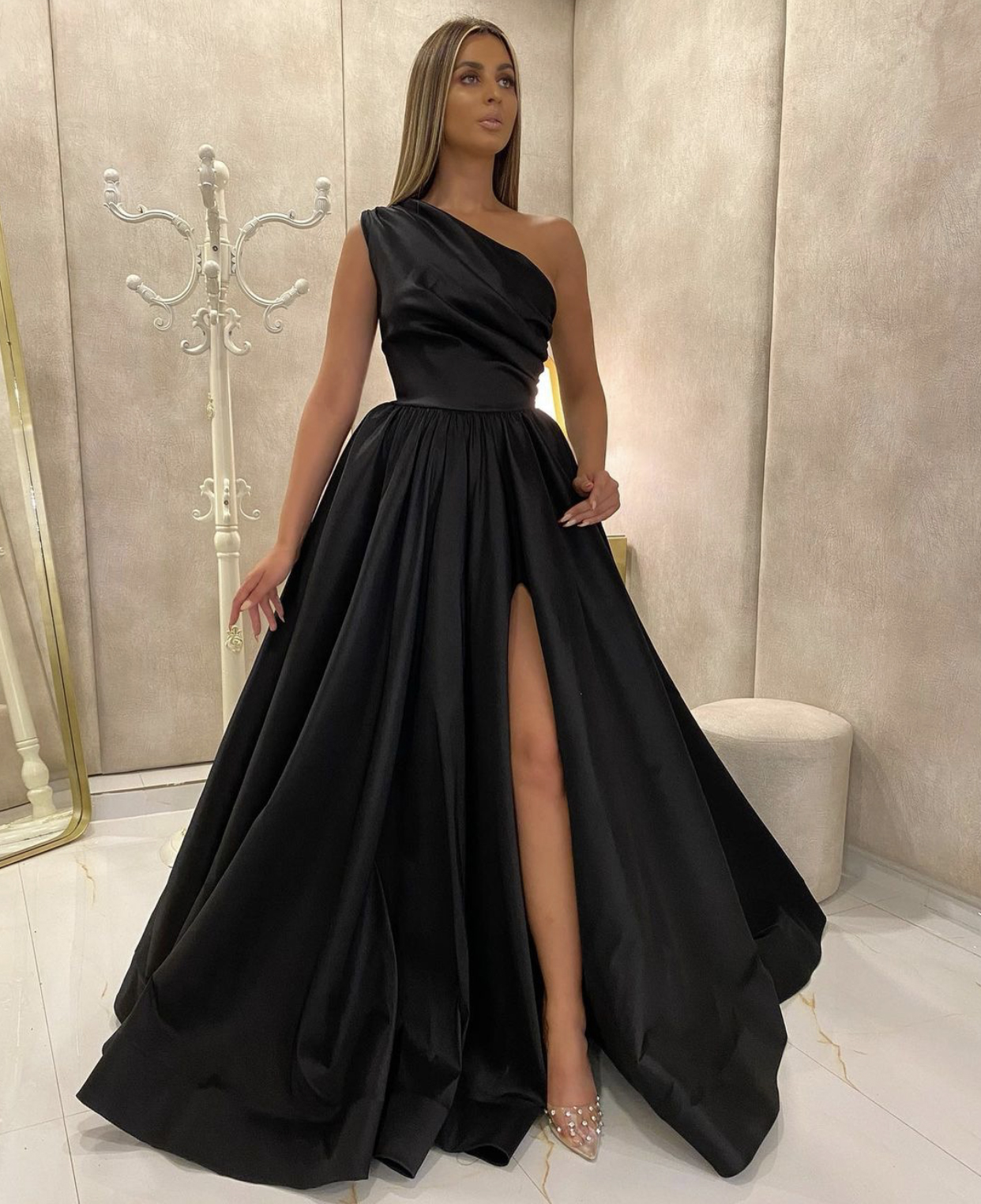 Sexy Red Evening Dresses 2022 With Dubai Formal Gowns Party Prom Dress Arabic Middle East One Shoulder High Split Custom Made