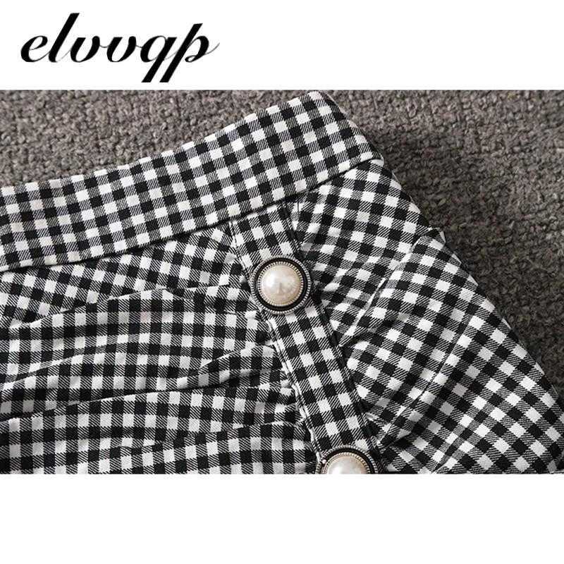 Harajuku Fashion Vintage Plaid Skirt Spring autumn Womens High Waist Mini Skirts Women Slim Button pleated Mermaid skirt 210619