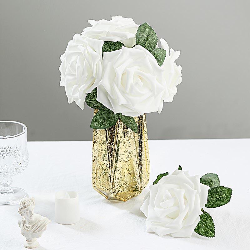 25Pcs Aritificial Flower Foam Rose Ivory Fake Roses With Stems DIY Wedding Bouquets White Bridal Shower Party Tables Decorations, 25pcs leaves
25Pcs Aritificial Flower Foam Rose Ivory Fake Roses With Stems DIY Wedding Bouquets White Bridal Shower Party Tables Decorations, 25pcs leaves