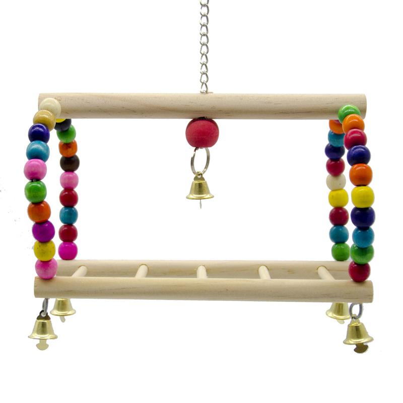 Other Bird Supplies 2021 Toys Birds Pets Parrots Ladders Climbing Toy Hanging Colorful Balls With Natural Wood
