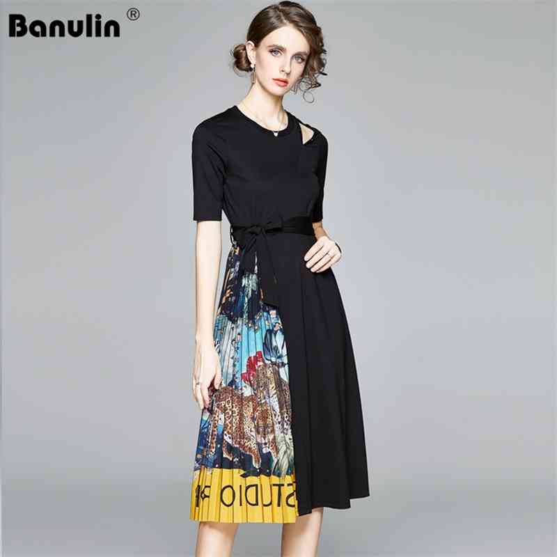 Banulin Summer Runway Women's Short Sleeve Hollow Beading Chiffon Patchwork Elegant Pleated Dress robe ete femme 210603, Blue
Banulin Summer Runway Women's Short Sleeve Hollow Beading Chiffon Patchwork Elegant Pleated Dress robe ete femme 210603, Blue