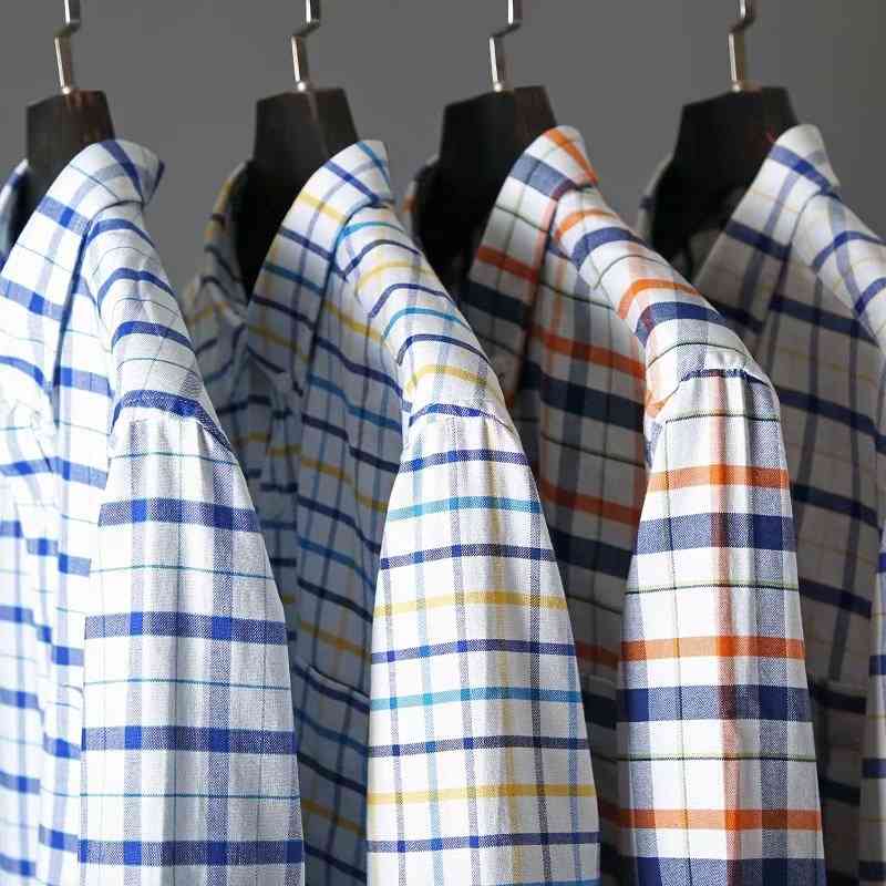 Casual Men Oxford Shirt Long Sleeve Multicolor Plaid Shirts Male Stylish Cotton Mens Dress Checkered Tops Quality Button Collar 210603, Blue plaid
Casual Men Oxford Shirt Long Sleeve Multicolor Plaid Shirts Male Stylish Cotton Mens Dress Checkered Tops Quality Button Collar 210603, Blue plaid
