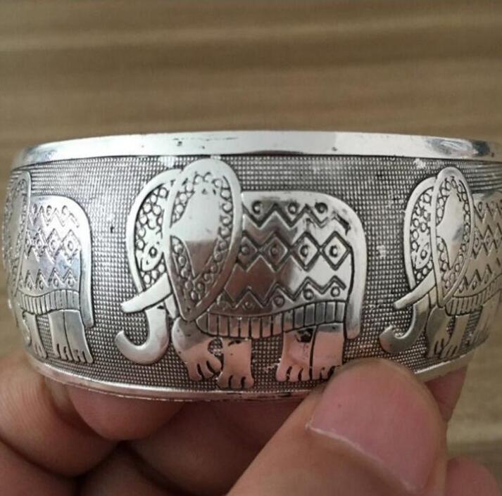 Vintage Tibetan Tibet Elephant Silver Plated Bracelets Charming Elegant Round Metal Cuff Bangles ps0563, White
Vintage Tibetan Tibet Elephant Silver Plated Bracelets Charming Elegant Round Metal Cuff Bangles ps0563, White