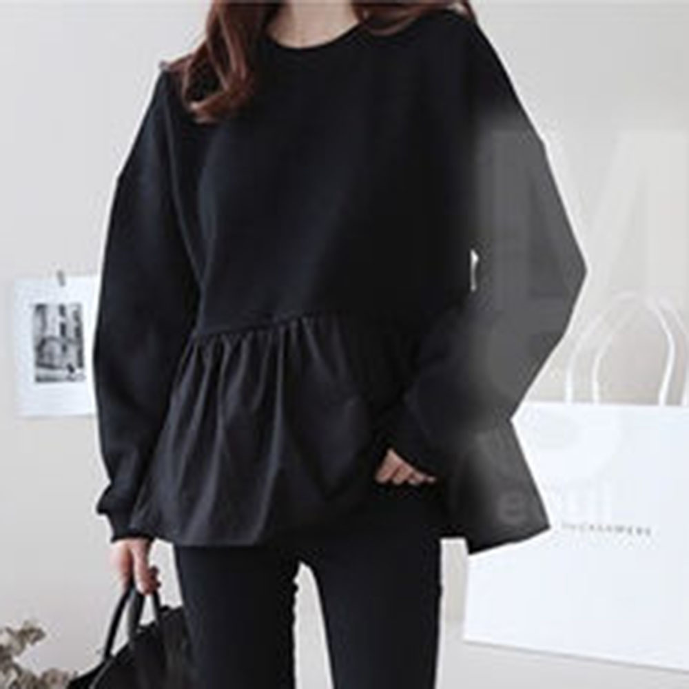 Women's Sweatshirts Japanese Harajuku Loose Casual Kawaii Ruffle Sweatshirt Female Korean Cute Clothing Autumn Winter Hoodie 201028