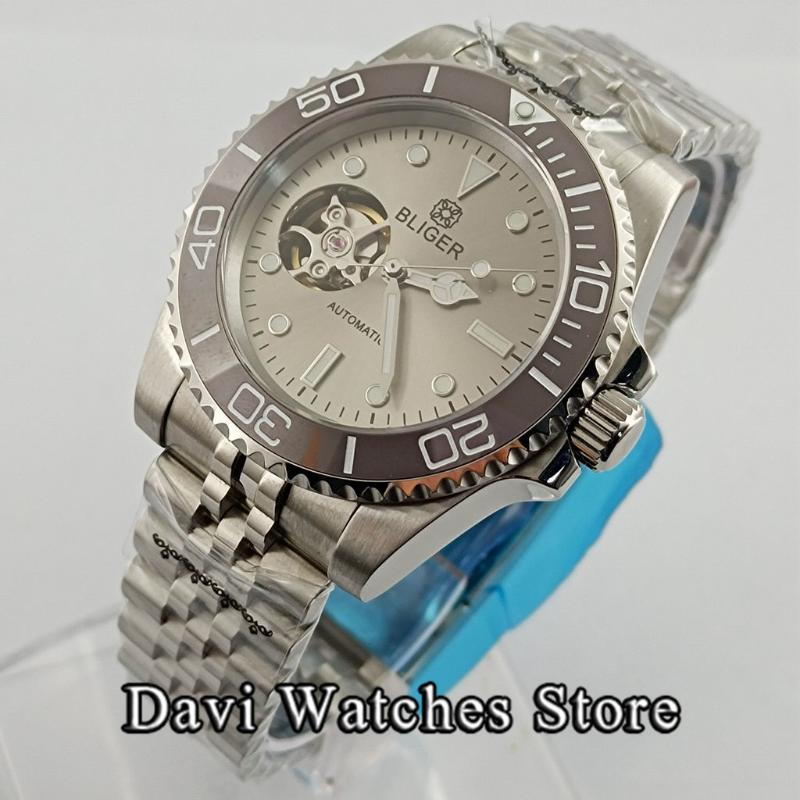 Wristwatches Sterile 40mm NH38A Mens Automatic Watches Gray Dial Mechanical Movement Sapphire Glass Man Wristwatch Screw-in Crown, A1-bliger logo
Wristwatches Sterile 40mm NH38A Mens Automatic Watches Gray Dial Mechanical Movement Sapphire Glass Man Wristwatch Screw-in Crown, A1-bliger logo