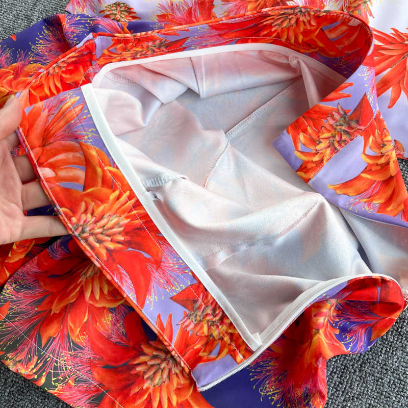 DEAT Women High Waist Wide Leg Shorts Print Lantern Sleeve Shirt Two Piece Set Fashion Spring Summer 11B508 210709