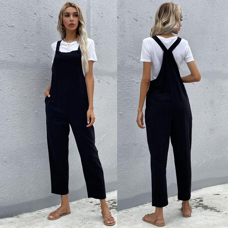 Women's Pants & Capris Spring Summer Korean Casual Overall Jumpsuit Women Black Pocket Sleeveless Overalls Female Loose Straight Jumpsuits, Black;white
Women's Pants & Capris Spring Summer Korean Casual Overall Jumpsuit Women Black Pocket Sleeveless Overalls Female Loose Straight Jumpsuits, Black;white