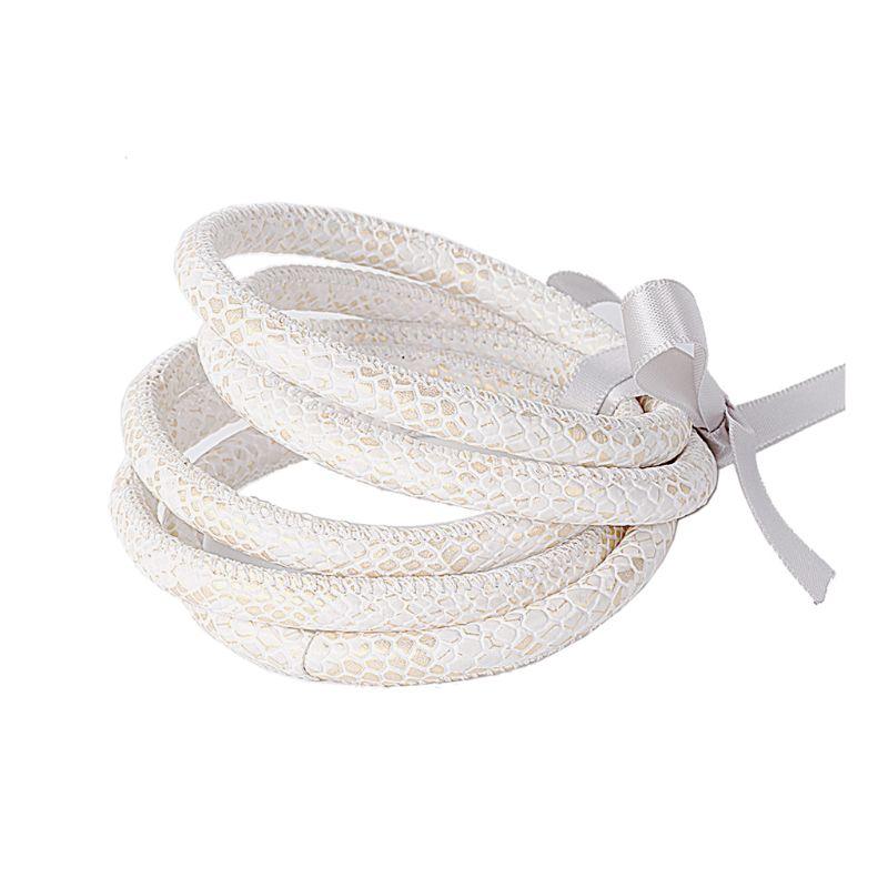 Charm Bracelets 5Pcs Bohemia Glitter Jelly Bangle Bracelet Set Bowtie PU Leather Hoop 45BC