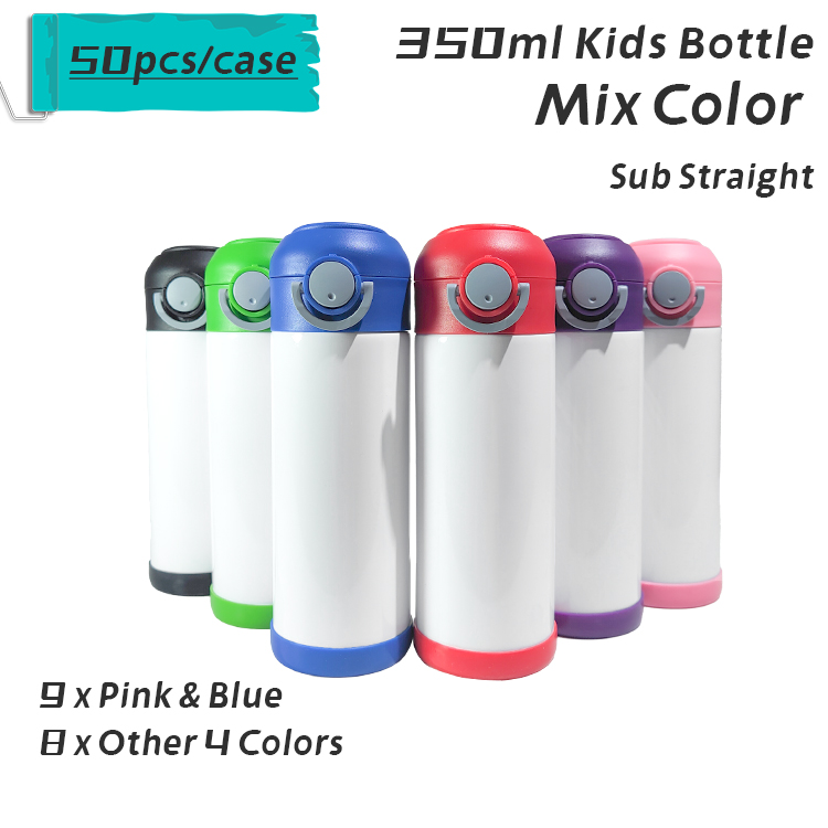 Local Warehouse!!sublimation 12oz kids water bottle straight sippy flip cup lid tumbler UV glow in the dark tumblers USA stock