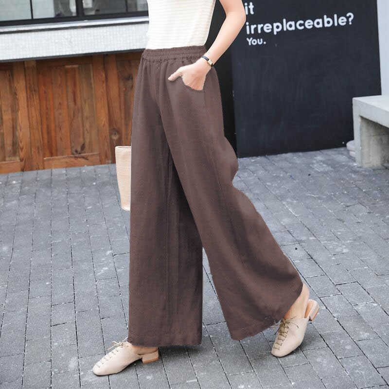 Summer Women Pants Plus Size High Waist Loose Solid Cotton Linen Wide Leg Pants All-matched Straight Casual Trousers D161 210608, Brown
Summer Women Pants Plus Size High Waist Loose Solid Cotton Linen Wide Leg Pants All-matched Straight Casual Trousers D161 210608, Brown