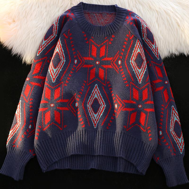 Women' Sweaters Round Neck Jacquard Sweater Women Loose Lazy National Style Autumn And Winter 2021 Thick Knitted Retro Fashion All-match Bl, Gray
Women' Sweaters Round Neck Jacquard Sweater Women Loose Lazy National Style Autumn And Winter 2021 Thick Knitted Retro Fashion All-match Bl, Gray