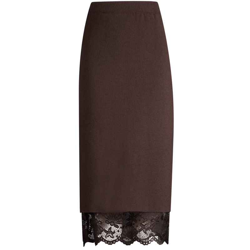 Autumn and long section jupe femme two sides wearing lace midi split bag hip wool winter skirt 210309