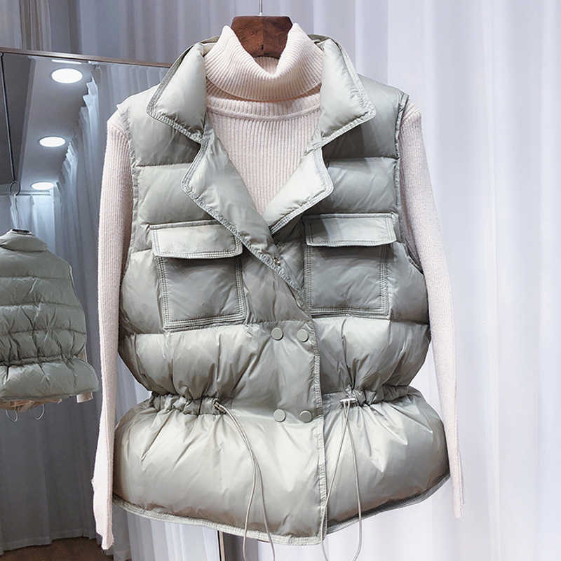 Vests for Women Down White Duck Sleeveless Vest Spring Women's Warm Padded Woman Autumn Coat Jackets Korean Fashion Style 210819