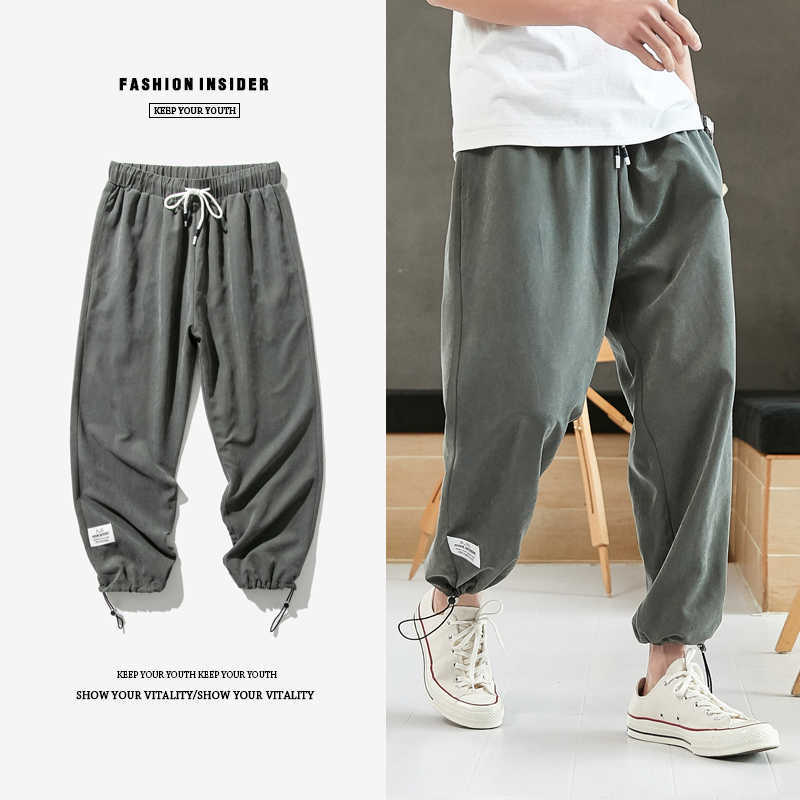 Summer Hip Hop Harem Pants Men Joggers Ankle-Length Trousers Male Casual Baggy Pants 210930