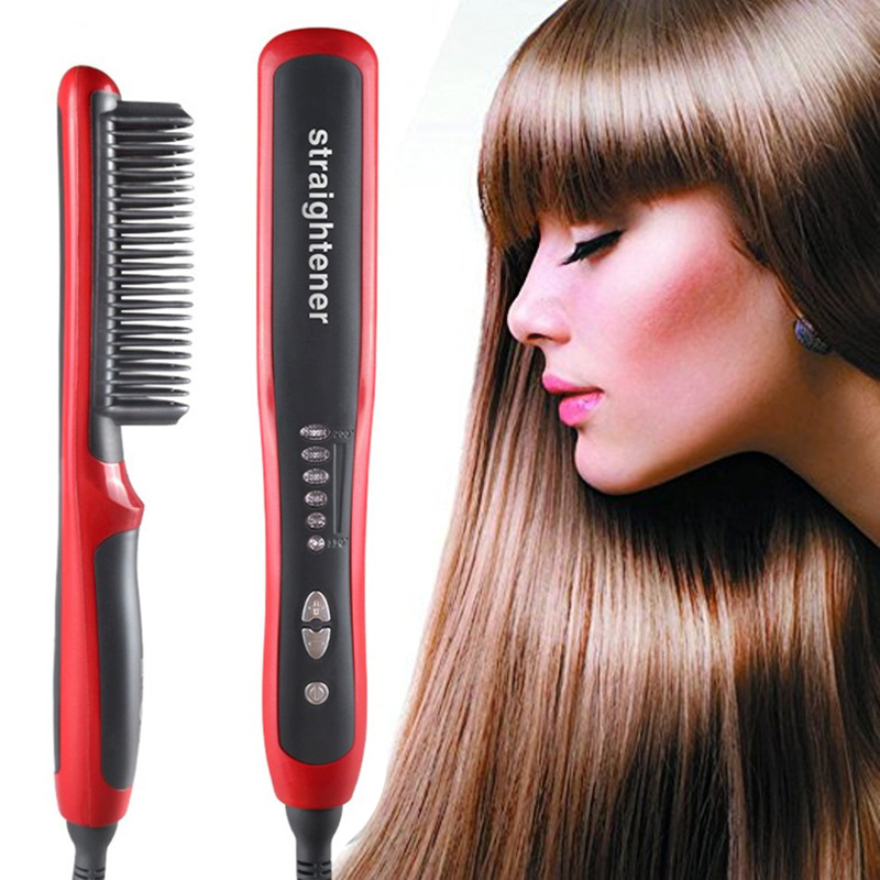 

Electric Hair Brush Anti static Ionic Hot Comb Safe LCD Heating Ceramic Straightening remington professional Hair Straightener