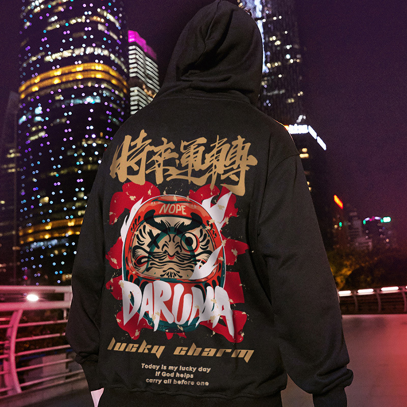 ZAZOMDE Men Hoodies Chinese Style Lucky Printed Hip Hop Hoodie Casual Sweatshirts Streetwear Men Loose Pullover Male Oversize 201126