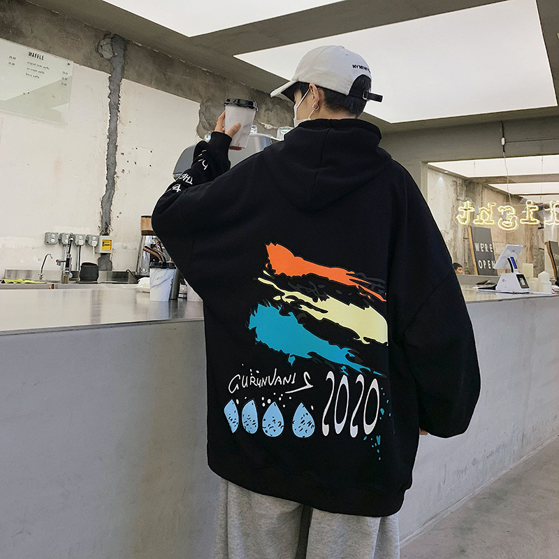 SingleRoad Mens Hoodies Men Autumn Graffiti Oversized Harajuku Japanese Streetwear Sweatshirts Sweatshirt Black Hoodie Men 201020