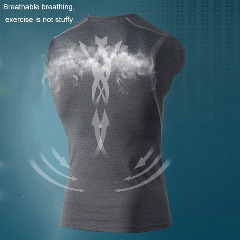 Men Sports GYM Compression Sleeveless Vest Tank Top Base Layer Elastic Quick-drying Singlet Shirt SER88 210308