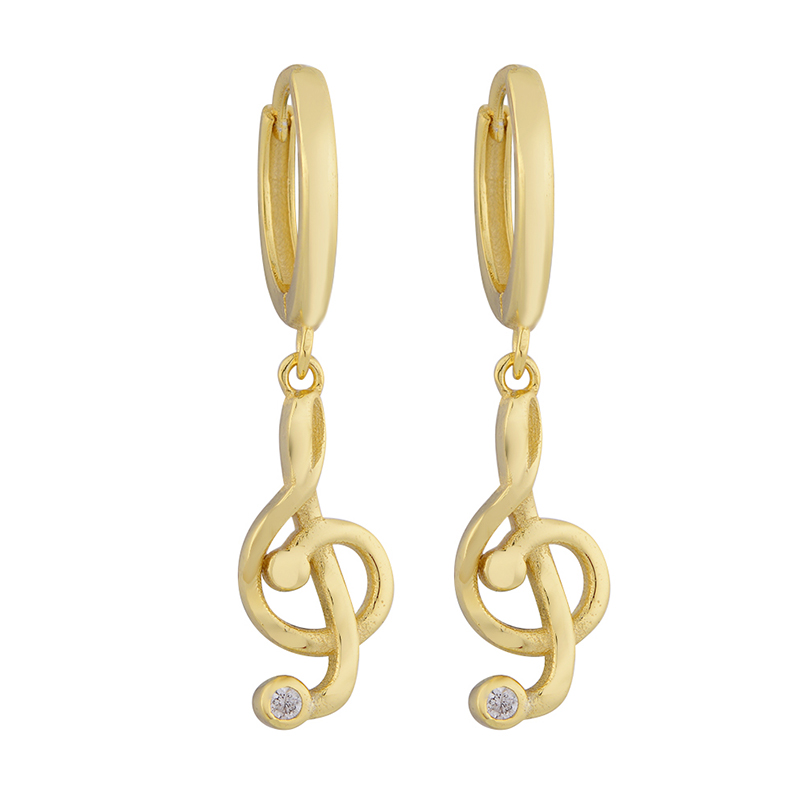 Women Authentic Fashion 925 Sterling Silver Musical Note Dangle Hoop Earrings Girls Simple Silver Earrings Jewelry
